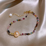 Tourmaline & Pearl 14K Filled Female Bracelet