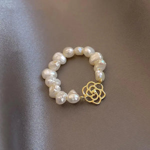 Flower Freshwater Pearl 14K Filled Engagement Ring Jewelry For Women