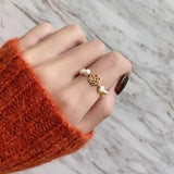 Flower Freshwater Pearl 14K Filled Engagement Ring Jewelry For Women