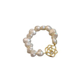 Flower Freshwater Pearl 14K Filled Engagement Ring Jewelry For Women