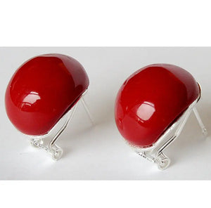 925 Silver Red Coral Beads Earrings Lady's Jewelry