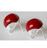 925 Silver Red Coral Beads Earrings Lady's Jewelry
