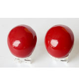 925 Silver Red Coral Beads Earrings Lady's Jewelry