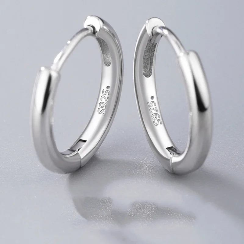 S925 Silver Hoop Stud Circle Earring Rings Christmas Gift