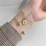 925 Sterling Silver Bracelet Round Glossy Open Bracelet Lady Accessories