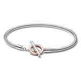 European Love Crown Leaf Bracelet Snake Chain DIY Men Women Bead Pendant