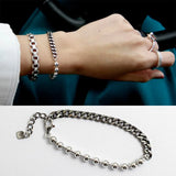 925 Silver Bracelet Classic Round Beads Chain Women's Jewelry