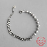 925 Silver Bracelet Classic Round Beads Chain Women's Jewelry