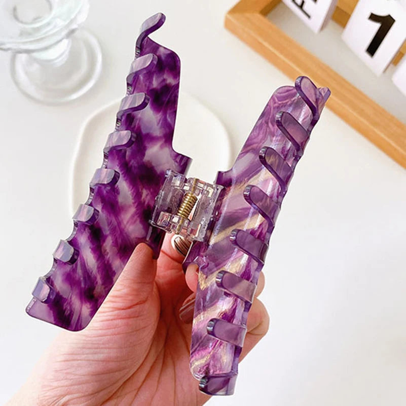 Colorful Shark Clip For Girls Green Tortoise Shell Hair Claw Clips