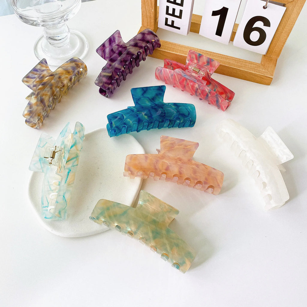 Colorful Shark Clip For Girls Green Tortoise Shell Hair Claw Clips