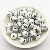 16mm Ink Style Wood Beads Kids Toys DIY Loose Bead Accessories