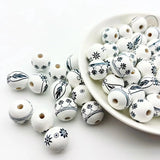 16mm Ink Style Wood Beads Kids Toys DIY Loose Bead Accessories