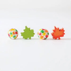Autumn Maple Leaf Print Wooden Beads 20Pcs/Pack DIY Crafts Kids Toys