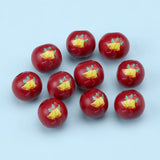 20Pcs/Pack Christmas Bells Round Beads 16mm Hemu Printing Beads Kids Toys