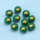 20Pcs/Pack Christmas Bells Round Beads 16mm Hemu Printing Beads Kids Toys
