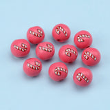 20Pcs Christmas Candy Cane Round Beads 16mm Hemu DIY Loose Beads