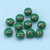 20Pcs Christmas Candy Cane Round Beads 16mm Hemu DIY Loose Beads