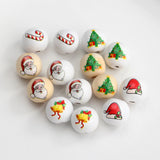 20Pcs Christmas Round Beads 16mm Hemu Printing Beads Kids Toys DIY Loose Beads