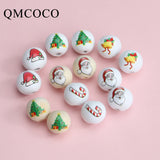 20Pcs Christmas Round Beads 16mm Hemu Printing Beads Kids Toys DIY Loose Beads