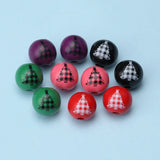 20Pcs Christmas Tree Round Beads 16mm Hemu Printing Beads Kids Toys DIY