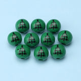 20Pcs Christmas Tree Round Beads 16mm Hemu Printing Beads Kids Toys DIY