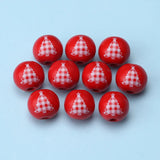20Pcs Christmas Tree Round Beads 16mm Hemu Printing Beads Kids Toys DIY