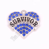 Rhodium Plated Crystal Studded Survivor Heart Pendant