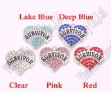 Rhodium Plated Crystal Studded Survivor Heart Pendant