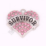 Rhodium Plated Crystal Studded Survivor Heart Pendant