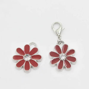 20pcs Dark Red Daisy Flower Dangle Charms Jewelry Hanging Charms