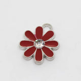 20pcs Dark Red Daisy Flower Dangle Charms Jewelry Hanging Charms