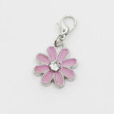20pcs Pink Daisy Flower Dangle Charms Lobster Clasp DIY Bracelet Pendants