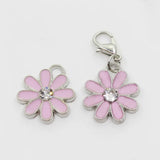 20pcs Pink Daisy Flower Dangle Charms Lobster Clasp DIY Bracelet Pendants