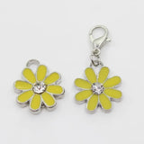 20pcs/lot Yellow Daisy Flower Dangle Charms Lobster Clasp DIY Bracelet Necklace