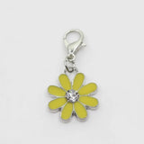 20pcs/lot Yellow Daisy Flower Dangle Charms Lobster Clasp DIY Bracelet Necklace