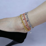 Rainbow Colorful Cz Drop Cuban Link Chain Anklet Women Foot Jewelry