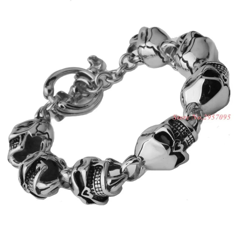 316L Stainless Steel Punk Skull Bracelet For High Skeleton Jewelry