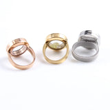 316l Stainless Steel Magnetic Floating Locket Ring with Crystals