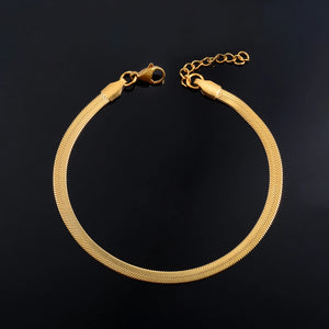 Stainless Steel Flat Snake Bracelet Classic Metal Jewelry