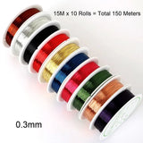 8/10/15M Copper Wire Mixed Beading Wire 10 Colors 0.3/0.4MM DIY Jewelry Making