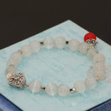 8mm Silver Spacers Cat Eyes Beads Bracelets B2717