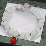 8mm Silver Spacers Cat Eyes Beads Bracelets B2717
