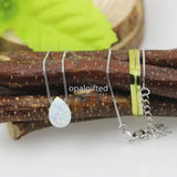 Sterling Silver Fire Opal Drop Pendant Necklace
