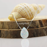 Sterling Silver Fire Opal Drop Pendant Necklace