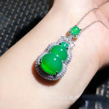 925 Silver Gourd Chalcedony Pendant Charm Hand-Carved Jewelry