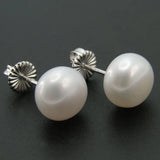 925 Silver Freshwater Pearl Stud Earrings 6.5-10.5mm Women Gift Party Engagement