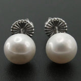 925 Silver Freshwater Pearl Stud Earrings 6.5-10.5mm Women Gift Party Engagement