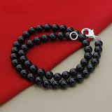 925 Sterling Silver Pearl Necklaces OT Buckle Jewelry for Women Men N096