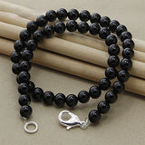 925 Sterling Silver Pearl Necklaces OT Buckle Jewelry for Women Men N096