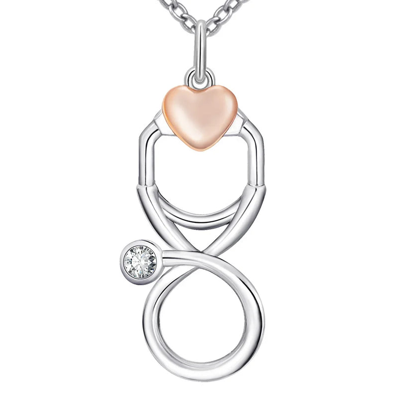 925 Silver Angel Nurse Stethoscope Necklace